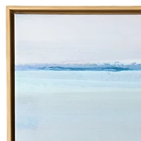 Blue Abstract Coastline Framed Canvas Art Print