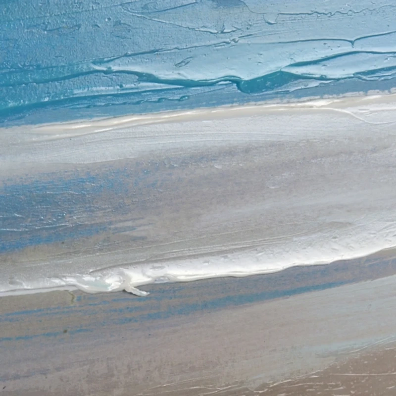 Blue Abstract Coastline Framed Canvas Art Print