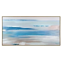 Blue Abstract Coastline Framed Canvas Art Print