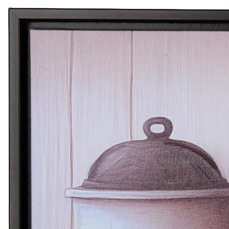 Neutral Kitchen Counter Framed Canvas Art Print