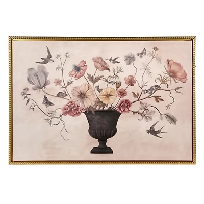 Vintage Florals in Vase Framed Canvas Art Print