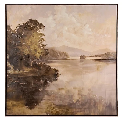 Evening Stroll at the Lake Framed Canvas Art Print