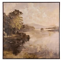 Evening Stroll at the Lake Framed Canvas Art Print