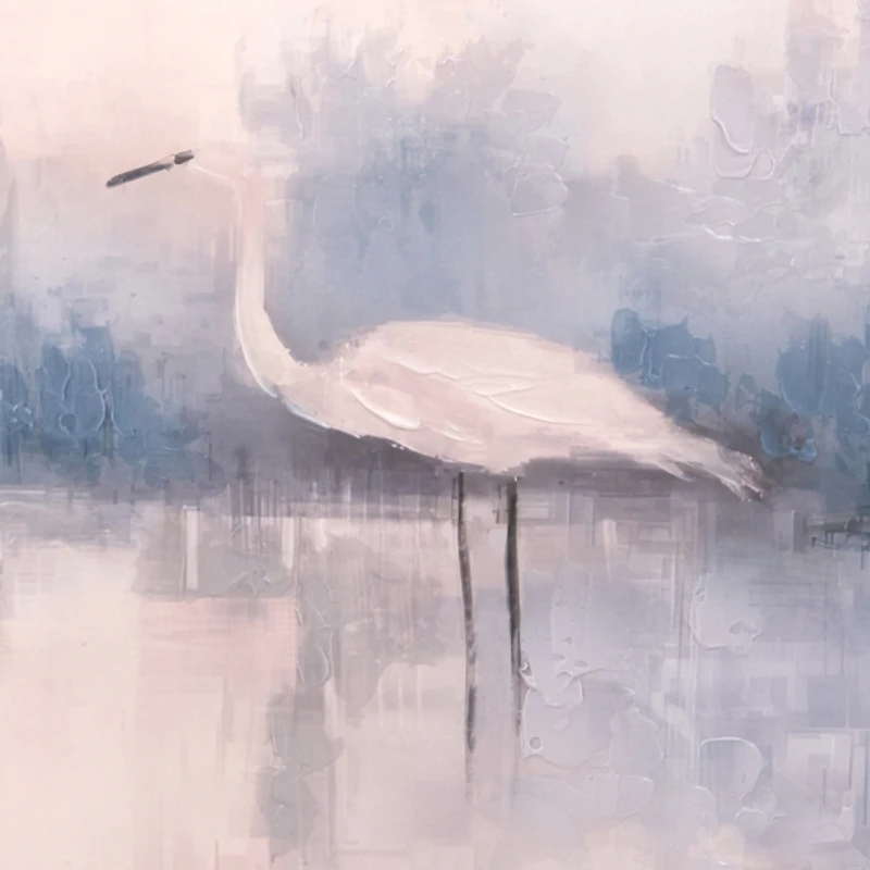 Herons on Blue Framed Canvas Art Print