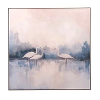 Herons on Blue Framed Canvas Art Print