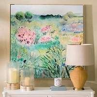 Springtime Flower Field Framed Canvas Art Print