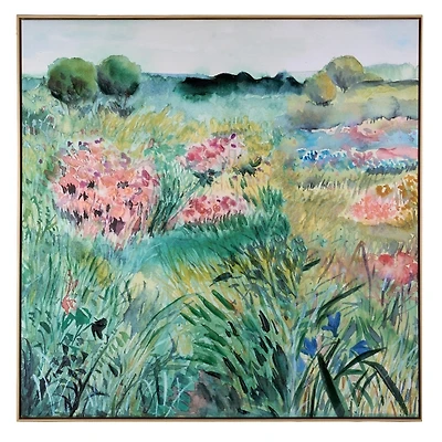 Springtime Flower Field Framed Canvas Art Print