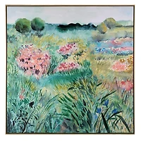 Springtime Flower Field Framed Canvas Art Print