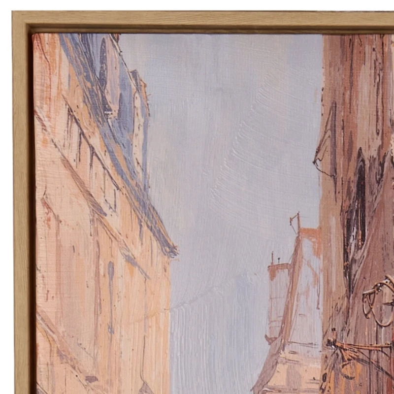 Red Cafe Building Framed Canvas Art Print