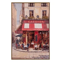 Red Cafe Building Framed Canvas Art Print
