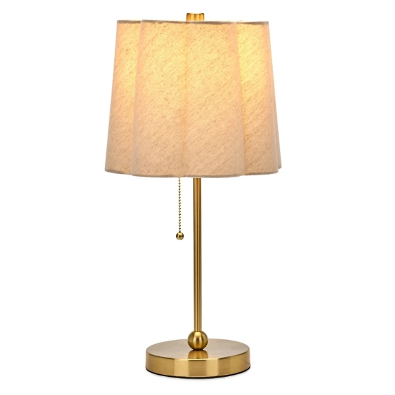 Gold Metal Table Lamp with Scalloped Shade