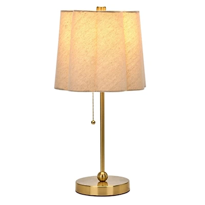 Gold Metal Table Lamp with Scalloped Shade