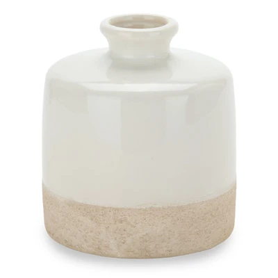 Cream Two Tone Glazed Ceramic Vase