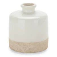 Cream Two Tone Glazed Ceramic Vase