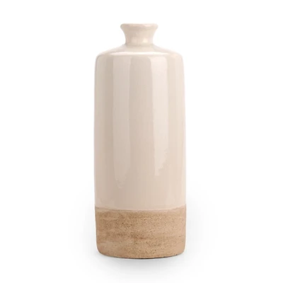Large Cream Two Tone Glazed Ceramic Vase