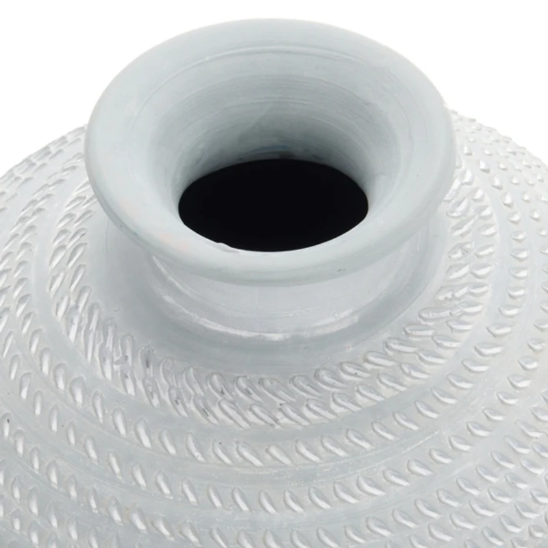 Matte Blue Gray Ceramic Vase, 12.6 in.