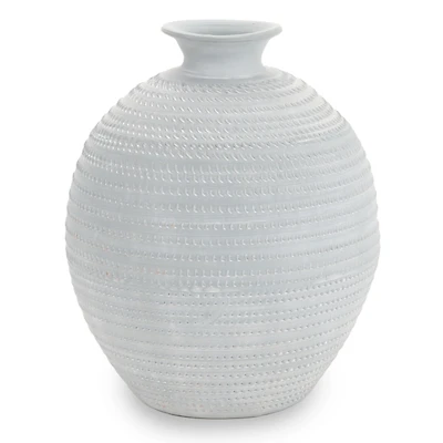 Matte Blue Gray Ceramic Vase, 12.6 in.