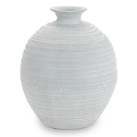 Matte Blue Gray Ceramic Vase, 12.6 in.