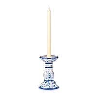 Blue Floral Ceramic Taper Candle Holder, 6 in.