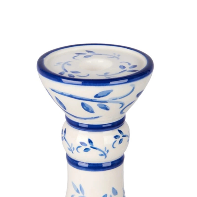 Blue Floral Ceramic Taper Candle Holder