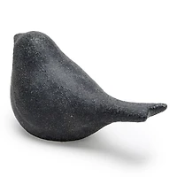 Large Black Stoneware Bird Figurine