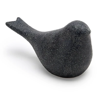 Large Black Stoneware Bird Figurine