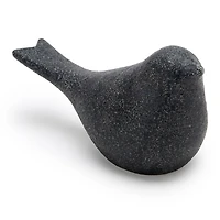 Large Black Stoneware Bird Figurine