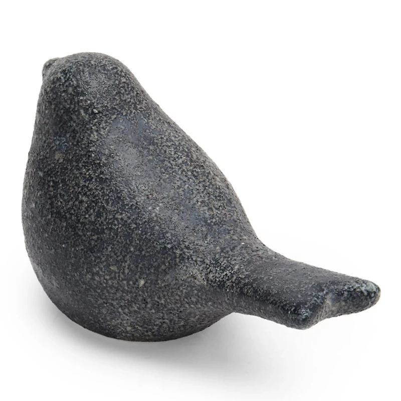Small Black Stoneware Bird Figurine