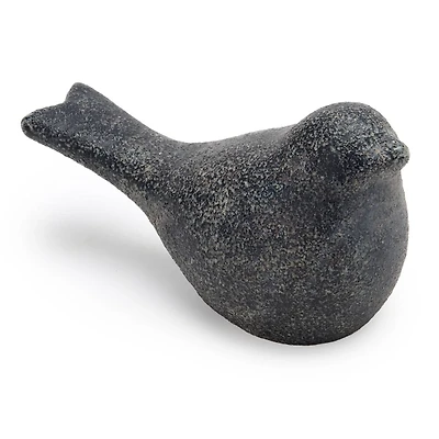 Small Black Stoneware Bird Figurine
