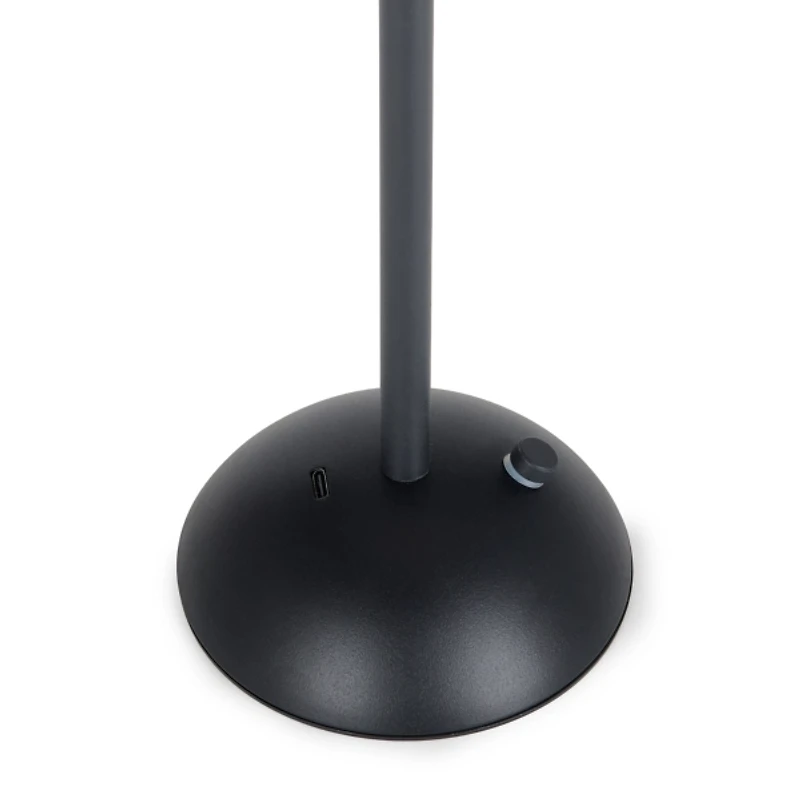 Black Metal LED Table Lamp with Fluted Shade