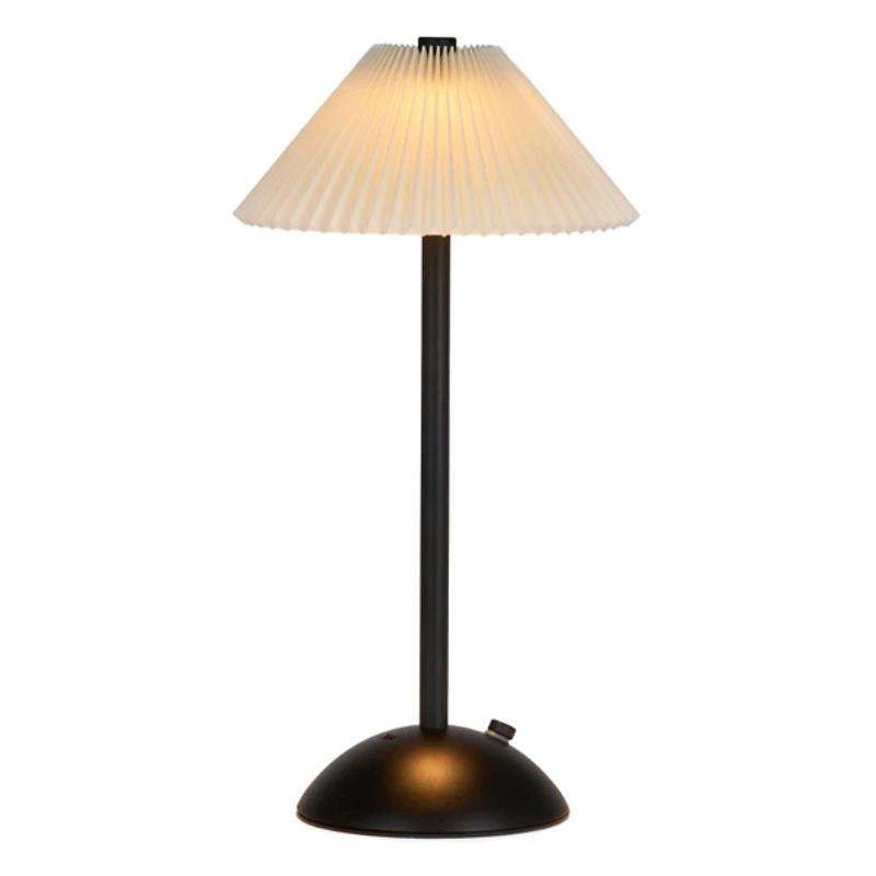 Black Metal LED Table Lamp with Fluted Shade