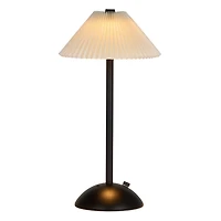 Black Metal LED Table Lamp with Fluted Shade