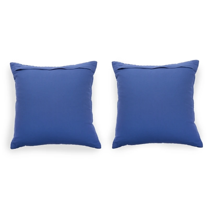 Blue Quilted Gauze Pillows, Set of 2