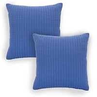 Blue Quilted Gauze Pillows, Set of 2