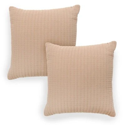 Taupe Quilted Gauze Pillows, Set of 2