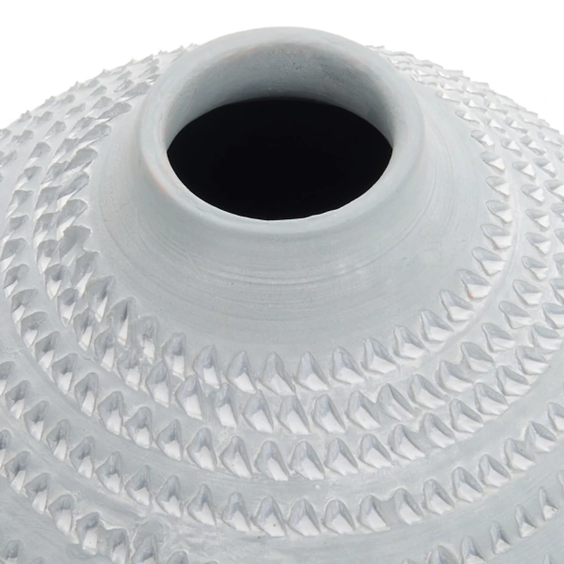 Matte Blue Gray Ceramic Vase, 11.8 in.