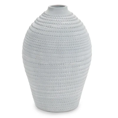 Matte Blue Gray Ceramic Vase, 11.8 in.