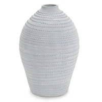 Matte Blue Gray Ceramic Vase, 11.8 in.