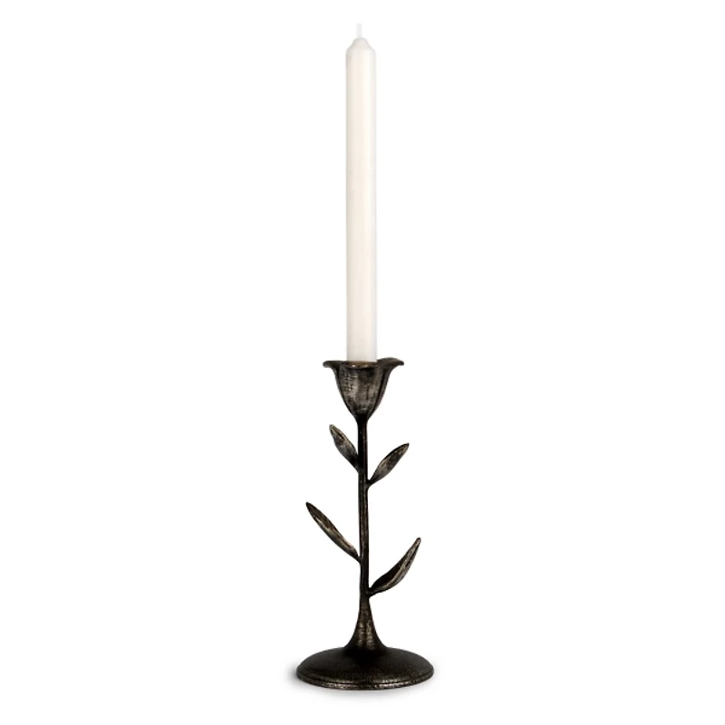 Cast Iron Flower Taper Candle Holder, 8 in.