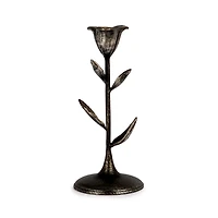 Cast Iron Flower Taper Candle Holder, 8 in.