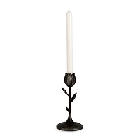 Cast Iron Flower Taper Candle Holder, 9 in.