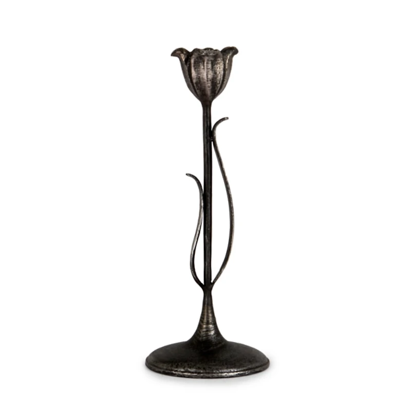 Cast Iron Flower Taper Candle Holder 10 in.