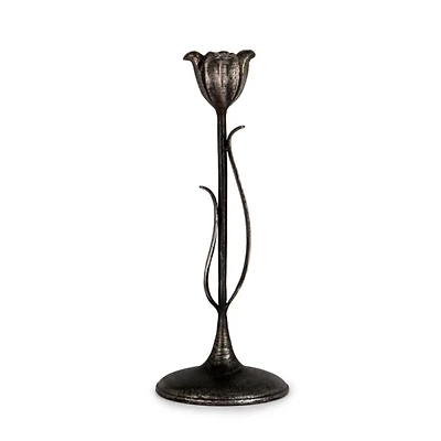 Cast Iron Flower Taper Candle Holder 10 in.