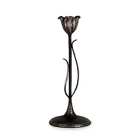 Cast Iron Flower Taper Candle Holder 10 in.