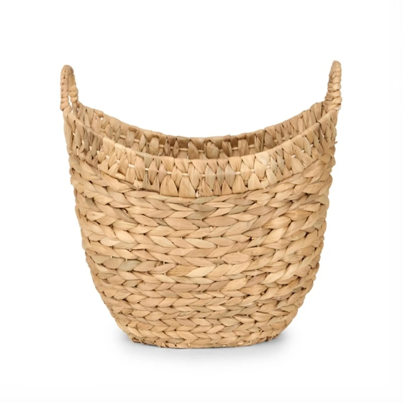 Small Woven Trim Water Hyacinth Basket