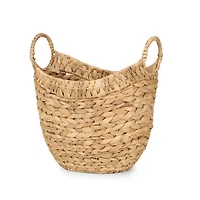 Small Woven Trim Water Hyacinth Basket