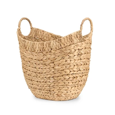 Large Woven Trim Water Hyacinth Basket