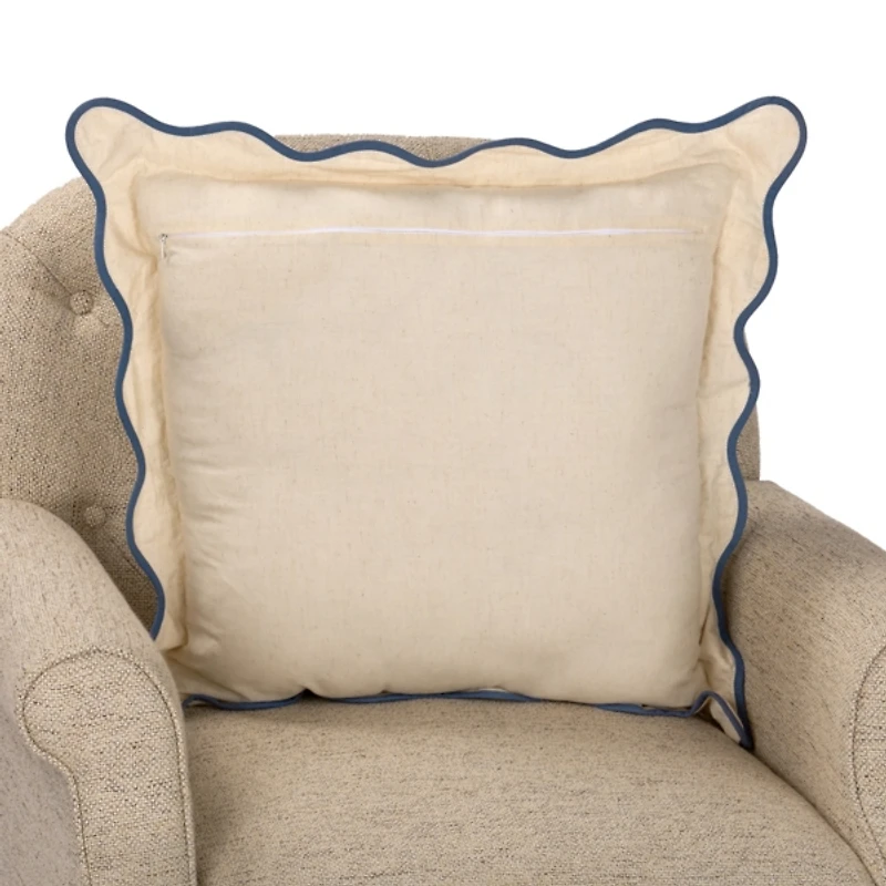 Blue Floral Black Print Pillow