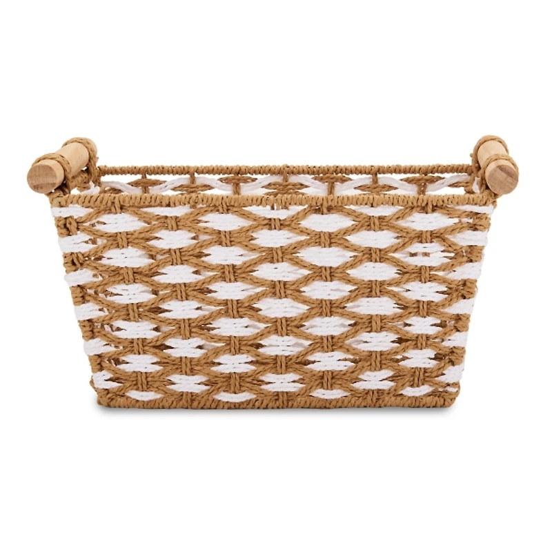 Natural Rope Wood Handle Basket