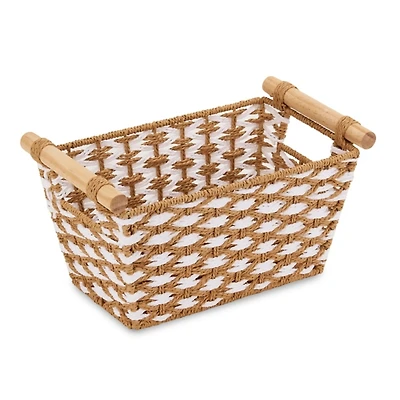 Natural Rope Wood Handle Basket
